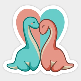 Cute long neck couple, dino, dinosaurs Sticker